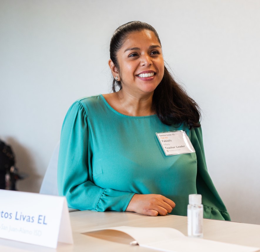 Fabiola Alfaro of Santos Livas Elementary, PSJA ISD, is photographed during a Holdsworthh Center leadership session at the Campus on Lake Austin.
